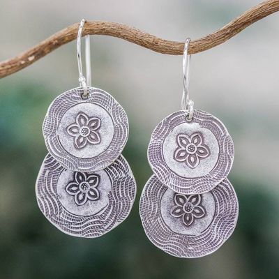 Alternate image for Karen Hill Tribe Silver Floral Boho Dangle Earrings Flower Coins
