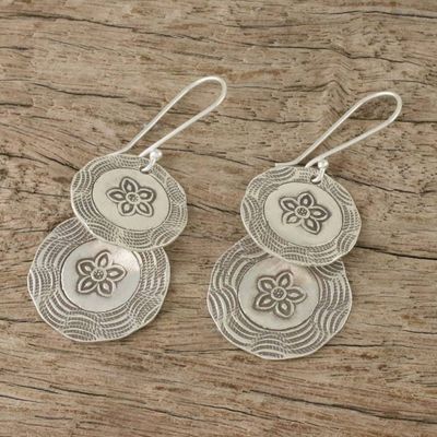 Alternate image for Karen Hill Tribe Silver Floral Boho Dangle Earrings Flower Coins