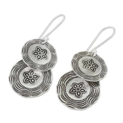 Alternate image for Karen Hill Tribe Silver Floral Boho Dangle Earrings Flower Coins