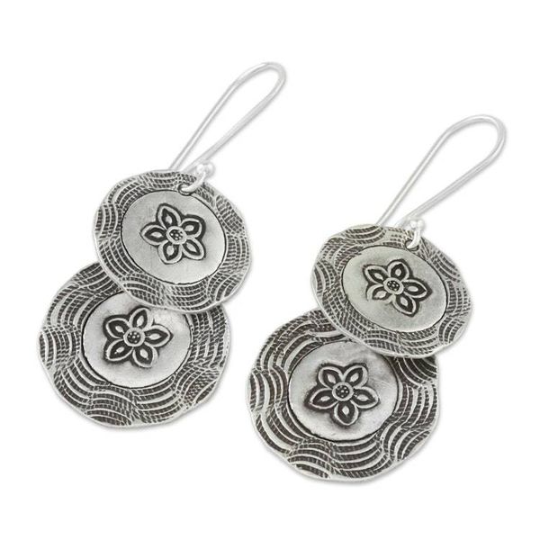 Alternate image for Karen Hill Tribe Silver Floral Boho Dangle Earrings Flower Coins