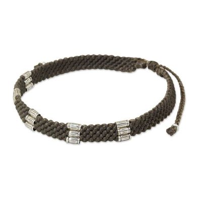 Alternate image for 950 Silver Accent Wristband Bracelet from Thailand Karen Bamboo in Taupe