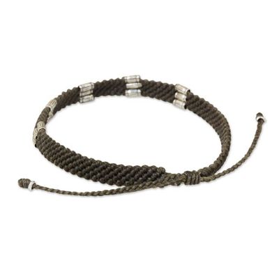 Alternate image for 950 Silver Accent Wristband Bracelet from Thailand Karen Bamboo in Taupe