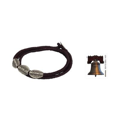 Alternate image for Fair Trade Thai Wrap Bracelet with Brown Cord and 950 Silver Chiang Mai Brown