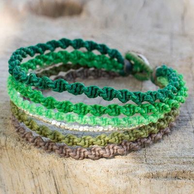 Alternate image for Thai Hill Tribe Silver Beads on Green Wristband Bracelet Wondrous Green