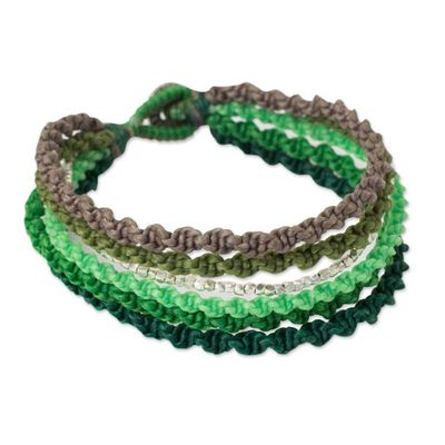 Alternate image for Thai Hill Tribe Silver Beads on Green Wristband Bracelet Wondrous Green