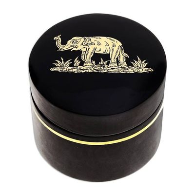 Alternate image for Round Lacquerware Box with Elephant Motif Elephant Play