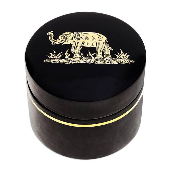 Alternate image for Round Lacquerware Box with Elephant Motif Elephant Play