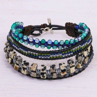 Alternate image for Hand Crafted Beaded Wristband Gemstone Bracelet Layers and Layers