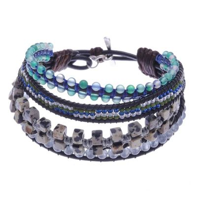 Alternate image for Hand Crafted Beaded Wristband Gemstone Bracelet Layers and Layers