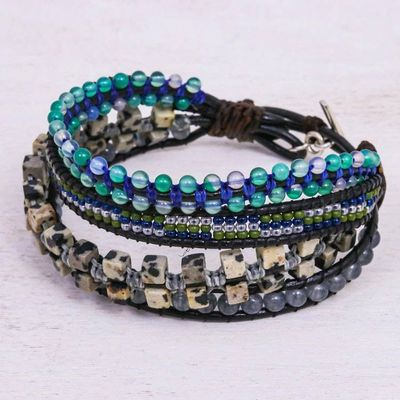 Alternate image for Hand Crafted Beaded Wristband Gemstone Bracelet Layers and Layers