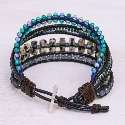 Alternate image for Hand Crafted Beaded Wristband Gemstone Bracelet Layers and Layers