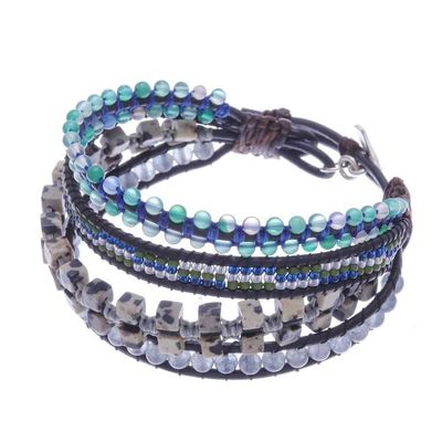 Alternate image for Hand Crafted Beaded Wristband Gemstone Bracelet Layers and Layers