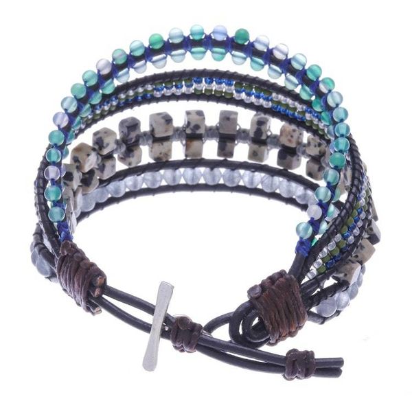 Alternate image for Hand Crafted Beaded Wristband Gemstone Bracelet Layers and Layers