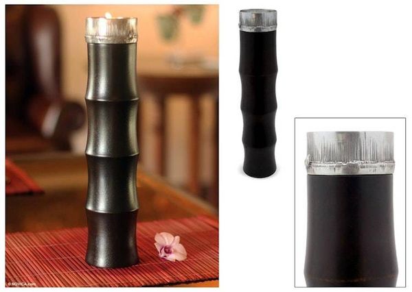 Alternate image for Mango wood candleholder Sleek Bamboo