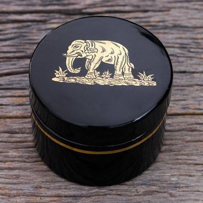 Alternate image for Gold-Accented Mango Wood Box Elephant Treasure