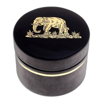 Alternate image for Gold-Accented Mango Wood Box Elephant Treasure