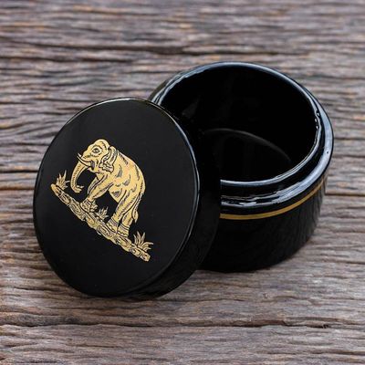Alternate image for Gold-Accented Mango Wood Box Elephant Treasure