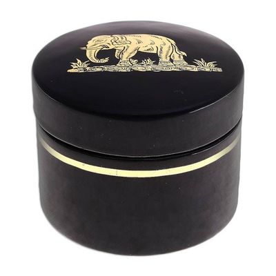 Alternate image for Gold-Accented Mango Wood Box Elephant Treasure