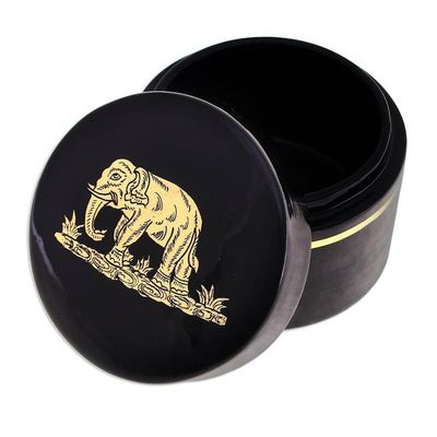 Alternate image for Gold-Accented Mango Wood Box Elephant Treasure
