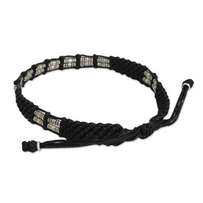 Alternate image for Braided Black Cord and Hill Tribe Silver Bead Bracelet Affinity in Black