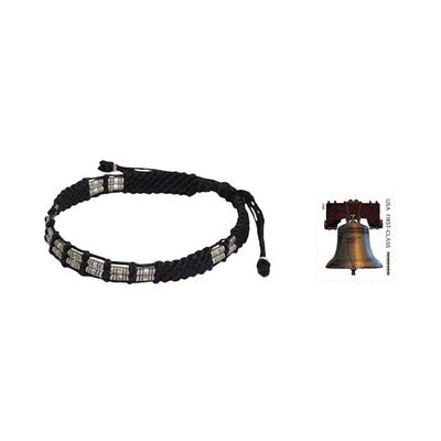 Alternate image for Braided Black Cord and Hill Tribe Silver Bead Bracelet Affinity in Black