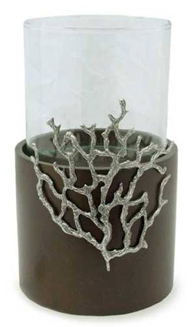Alternate image for Handcrafted Thai Mango Wood Candle Holder Large Coral Light