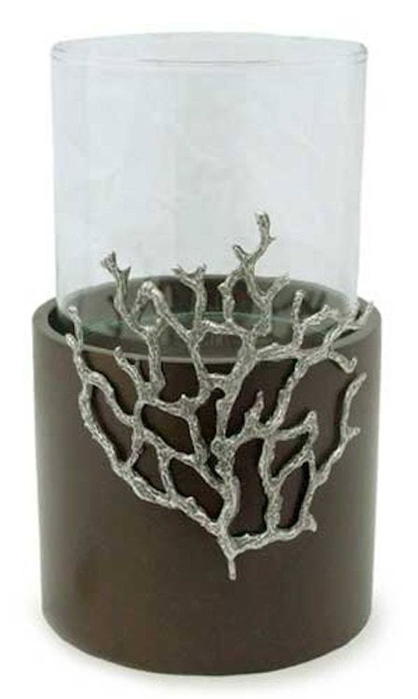 Alternate image for Handcrafted Thai Mango Wood Candle Holder Large Coral Light