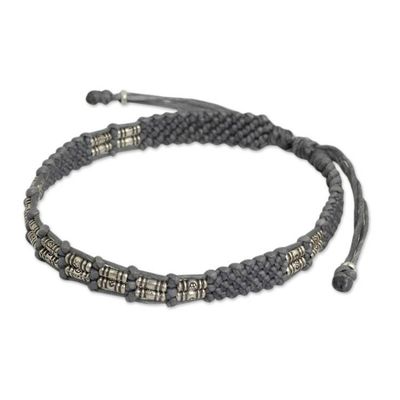 Alternate image for Gray Cord and Silver 950 Bracelet Handmade in Thailand Affinity in Gray