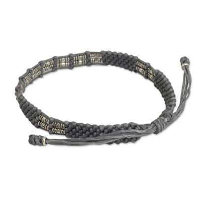 Alternate image for Gray Cord and Silver 950 Bracelet Handmade in Thailand Affinity in Gray