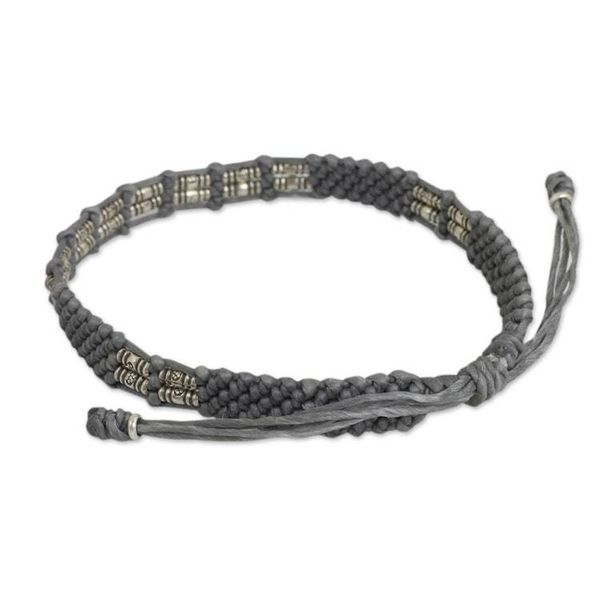 Alternate image for Gray Cord and Silver 950 Bracelet Handmade in Thailand Affinity in Gray