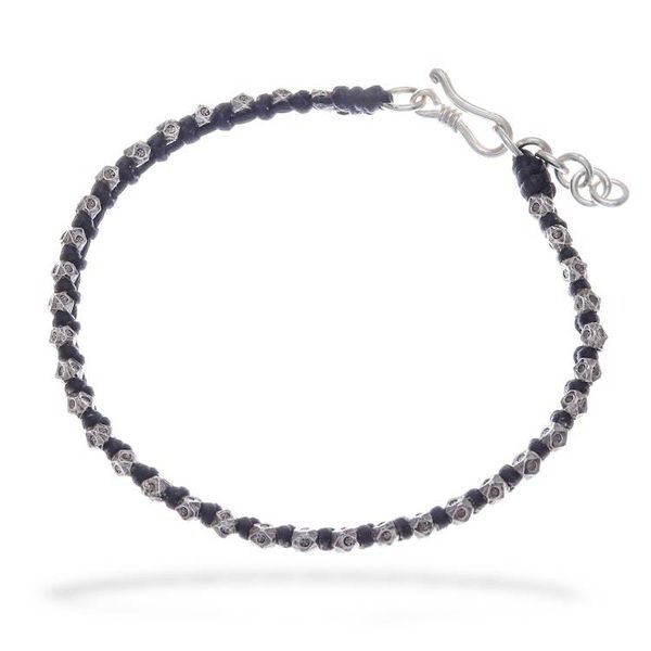Alternate image for Black Wristband Bracelet with Thai Hill Tribe Silver Beads Exquisite Ebony