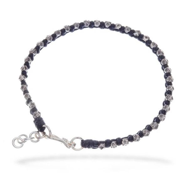 Alternate image for Black Wristband Bracelet with Thai Hill Tribe Silver Beads Exquisite Ebony
