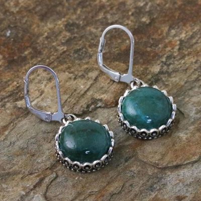 Alternate image for Thai Sterling Silver and Chrysocolla Dangle Earrings Pointed Petals