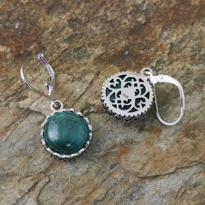 Alternate image for Thai Sterling Silver and Chrysocolla Dangle Earrings Pointed Petals