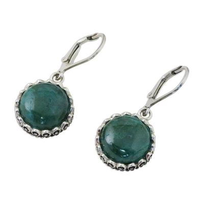 Alternate image for Thai Sterling Silver and Chrysocolla Dangle Earrings Pointed Petals