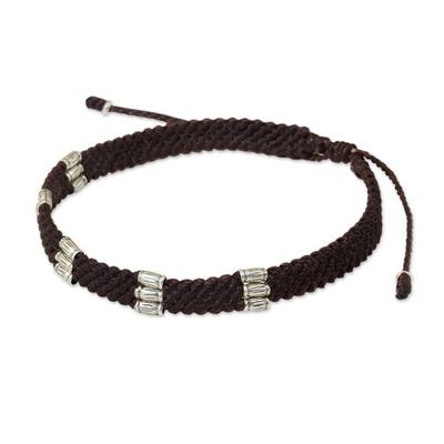 Alternate image for Silver Accent Wristband Bracelet from Thailand Karen Bamboo in Coffee