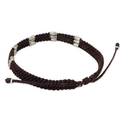 Alternate image for Silver Accent Wristband Bracelet from Thailand Karen Bamboo in Coffee