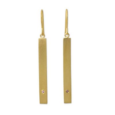 Alternate image for Contemporary Pink Tourmaline and 24k Gold Vermeil Earrings Simple Kindness