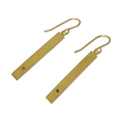 Alternate image for Contemporary Pink Tourmaline and 24k Gold Vermeil Earrings Simple Kindness