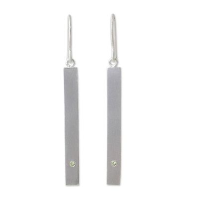 Alternate image for Peridot and Brushed Silver Dangle Earrings from Thailand Simple Energy