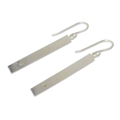 Alternate image for Peridot and Brushed Silver Dangle Earrings from Thailand Simple Energy