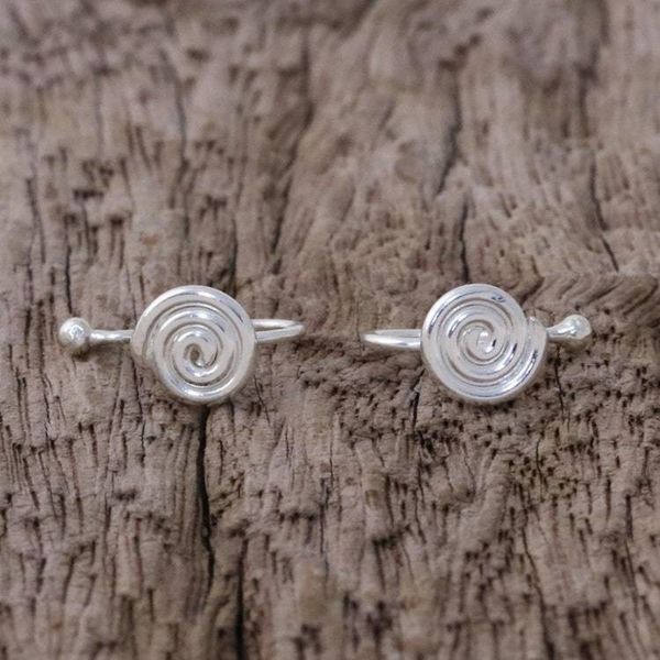 Alternate image for Sterling Silver Spiral-Shaped Ear Cuffs from Thailand Shining Swirls