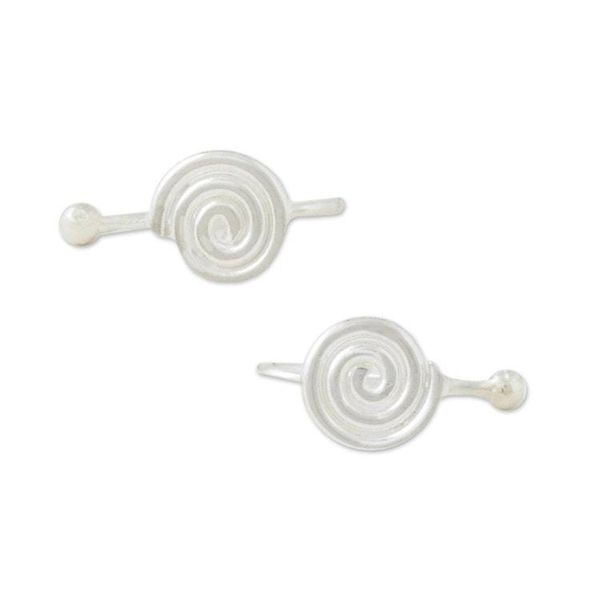 Alternate image for Sterling Silver Spiral-Shaped Ear Cuffs from Thailand Shining Swirls