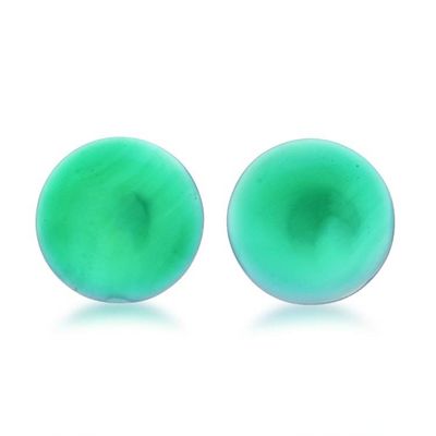 Alternate image for Green Onyx Cabochon Button Earrings Handmade in Thailand Prosperous Sphere