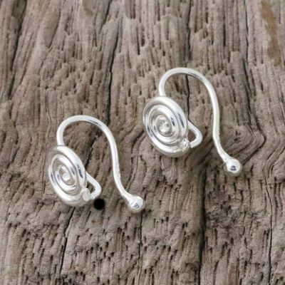 Alternate image for Sterling Silver Spiral-Shaped Ear Cuffs from Thailand Shining Swirls