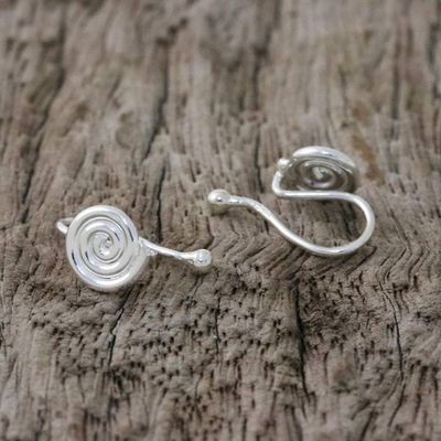 Alternate image for Sterling Silver Spiral-Shaped Ear Cuffs from Thailand Shining Swirls