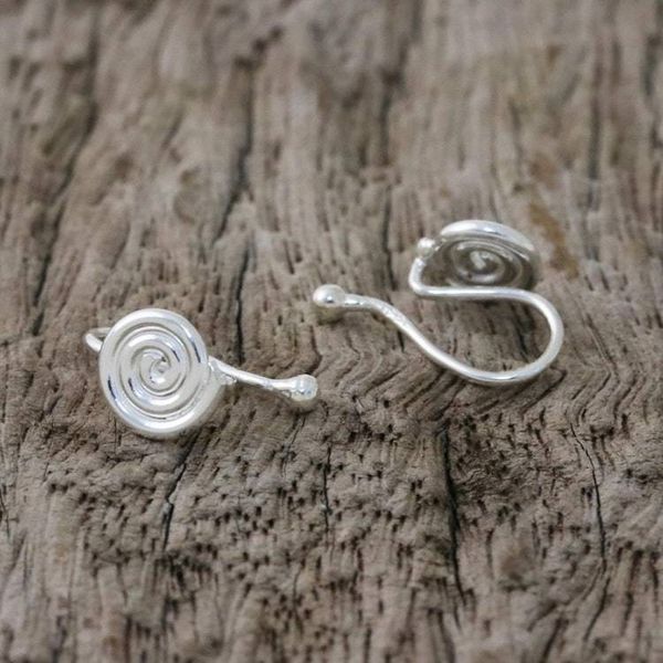 Alternate image for Sterling Silver Spiral-Shaped Ear Cuffs from Thailand Shining Swirls
