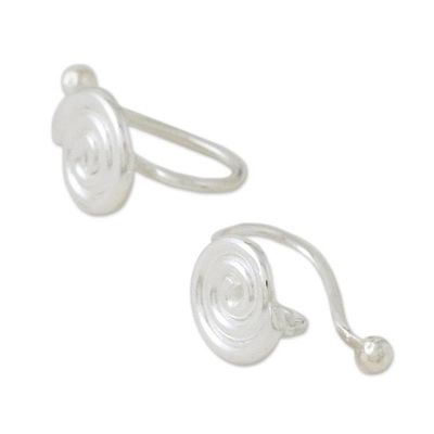 Alternate image for Sterling Silver Spiral-Shaped Ear Cuffs from Thailand Shining Swirls