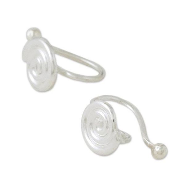 Alternate image for Sterling Silver Spiral-Shaped Ear Cuffs from Thailand Shining Swirls