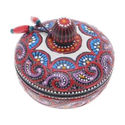 Alternate image for Traditional Thai Mango Wood Decorative Box in Red and Purple Floral Marvel in Purple